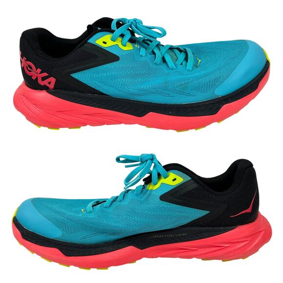 Hoka One Zinal Trail Running Shoe Women's 10.5 B Black/Blue/Pink/Solpink Sneaker - Picture 3 of 16